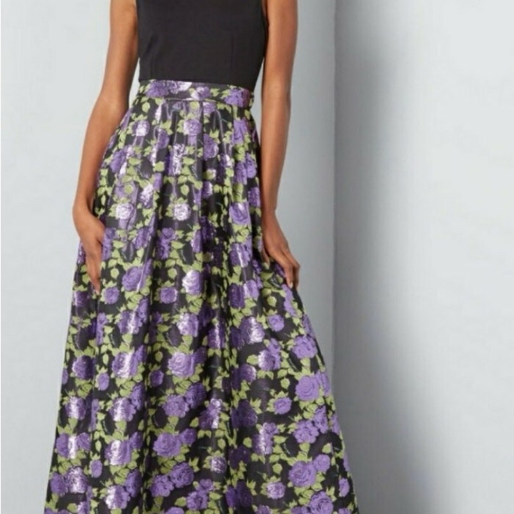 ModCloth Invitation Only Metallic Floral Maxi‎ Dress Size Small Formal Wear